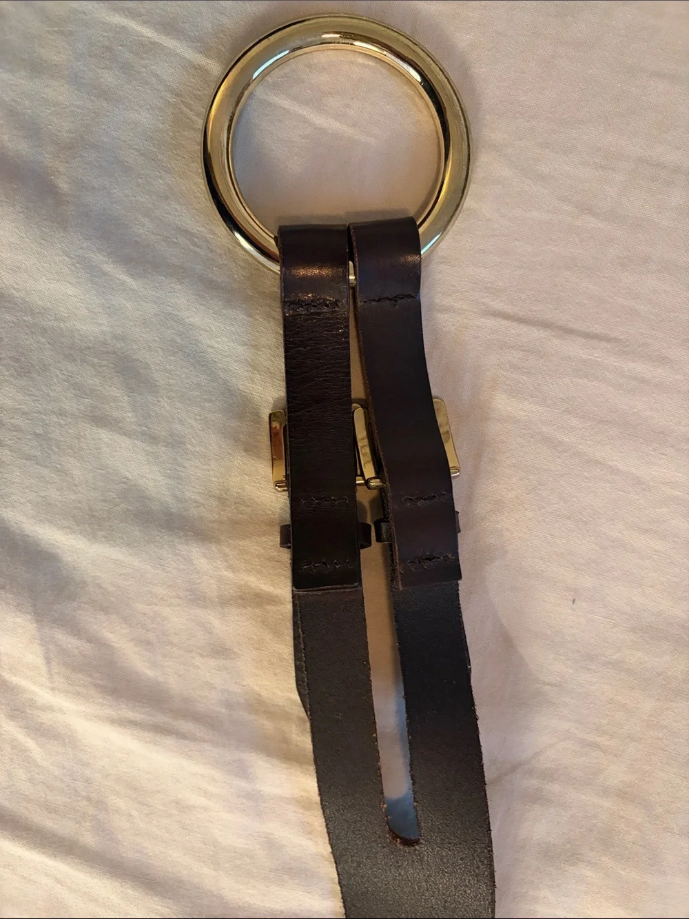 Michael Kors Brown Leather Belt with Gold O-Ring